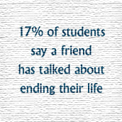 Seventeen Percent 17 percent of students say a friend has talked about suicide